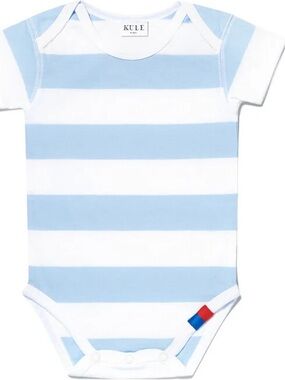 Kule Baby Onesie Bodysuit Blue White Stripe Cotton 12-18 Months